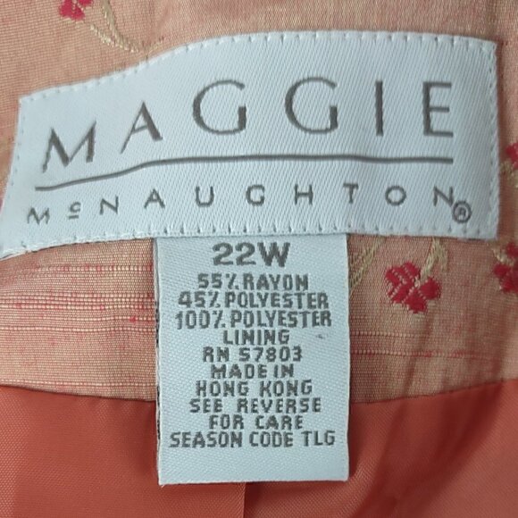 Maggie McNaughton Peach Pink Floral Flower Button Up Blazer, Jacket. Size 22W - Picture 9 of 10